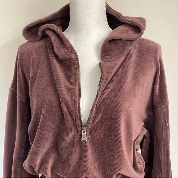 Free people movement hoodie womens Small brown cropped Y2K streetwear goth comfy - Picture 3 of 14